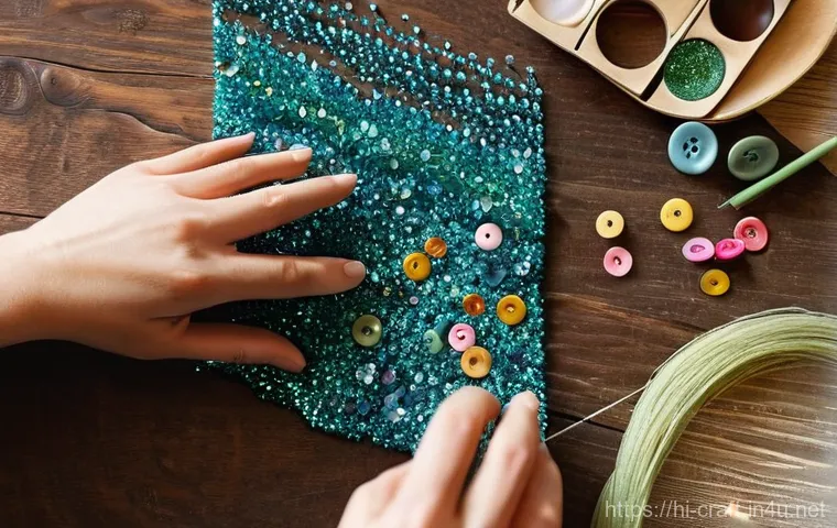 수공예 액자 제작 - **A creative hobbyist's hands crafting a personalized photo frame.** The scene features a close-up o...