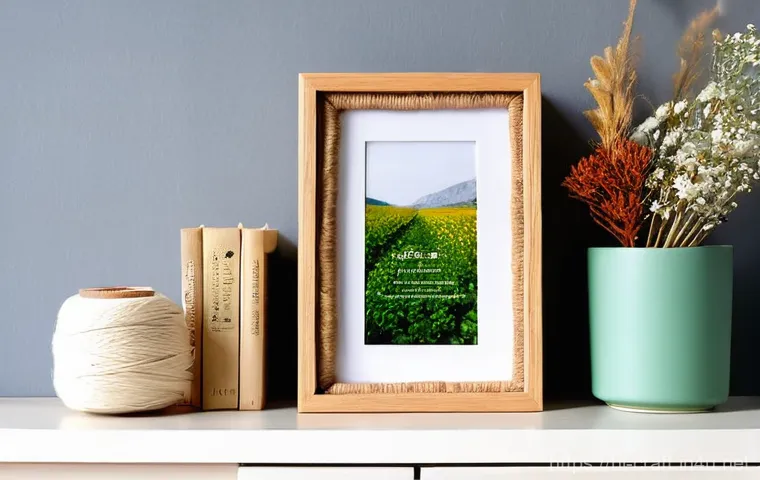 수공예 액자 제작 - **A creative hobbyist's hands crafting a personalized photo frame.** The scene features a close-up o...