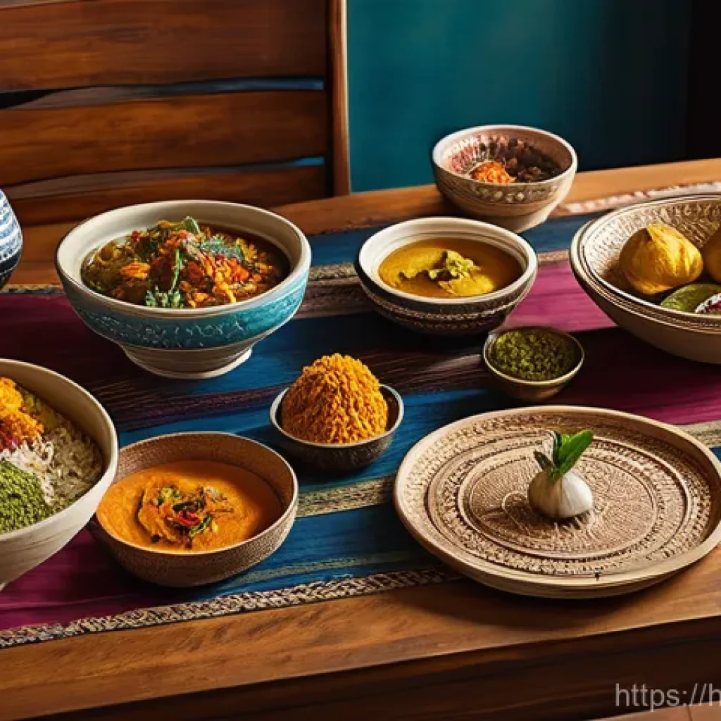 수공예 테이블 세팅 - A vibrant and warm family dining scene, filled with joy and conversation. The dining table is beauti...